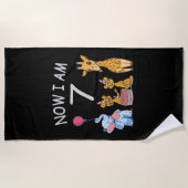 Nu ben ik 7 jaar op de zevende verjaardag van de d strandlaken (Voorkant)