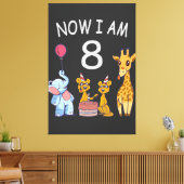 Nu ben ik 8 jaar op 8 oktober in de dierentuin canvas afdruk (Insitu (Woonkamer))