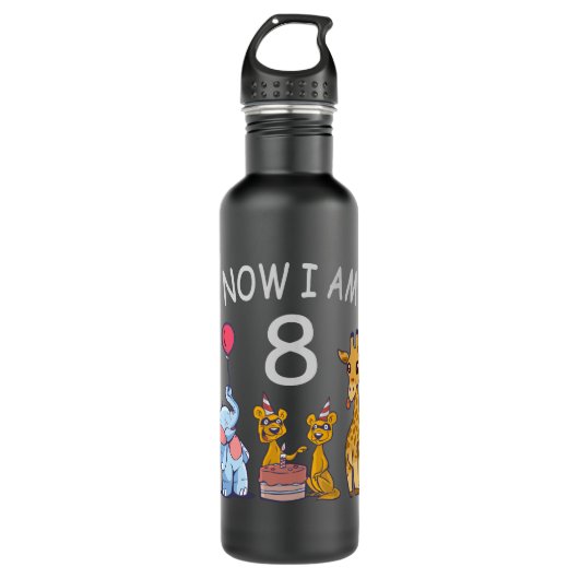 Nu ben ik 8 jaar op 8 oktober in de dierentuin waterfles  (Voorkant)