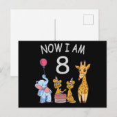 Nu ben ik 8 jaar oud 8e verjaardag in de dierentui briefkaart (Voorkant / Achterkant)