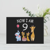 Nu ben ik 9 jaar oud 9e verjaardag in de dierentui kaart (Staand voorkant)