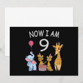 Nu ben ik 9 jaar oud 9e verjaardag in de dierentui kaart (Voorkant / Achterkant)