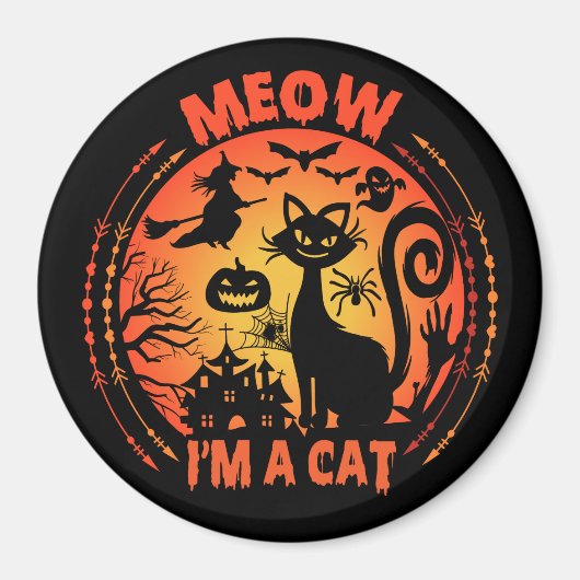 Nu ben ik een kat, Halloween kat Magneet (Voorkant)