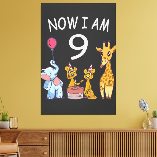 Nu ben ik negen jaar oud op de dierentuin canvas afdruk (Insitu (Woonkamer))