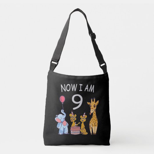 Nu ben ik negen jaar oud op de dierentuin crossbody tas (Voorkant)