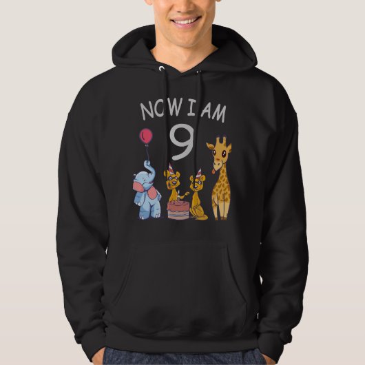 Nu ben ik negen jaar oud op de dierentuin hoodie (Voorkant)