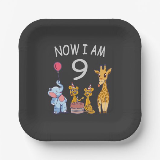 Nu ben ik negen jaar oud op de dierentuin papieren bordje (Voorkant)