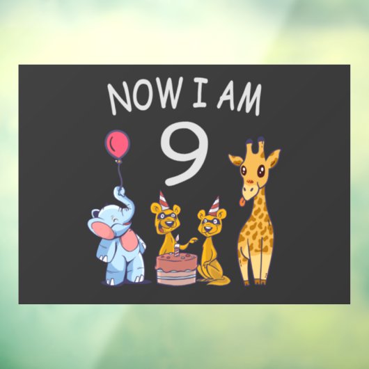 Nu ben ik negen jaar oud op de dierentuin raamsticker (Vel 3)