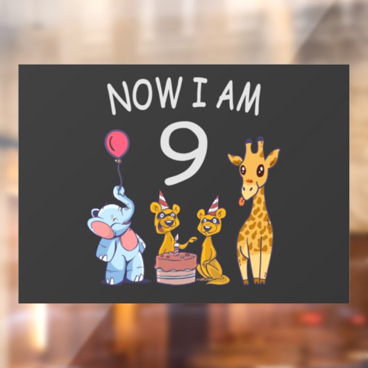 Nu ben ik negen jaar oud op de dierentuin raamsticker (Vel 2)