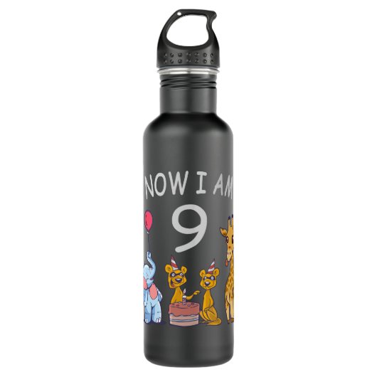 Nu ben ik negen jaar oud op de dierentuin waterfles  (Voorkant)