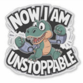 Nu ben ik niet te stoppen grappige T-Rex met robot Sticker (Voorkant)