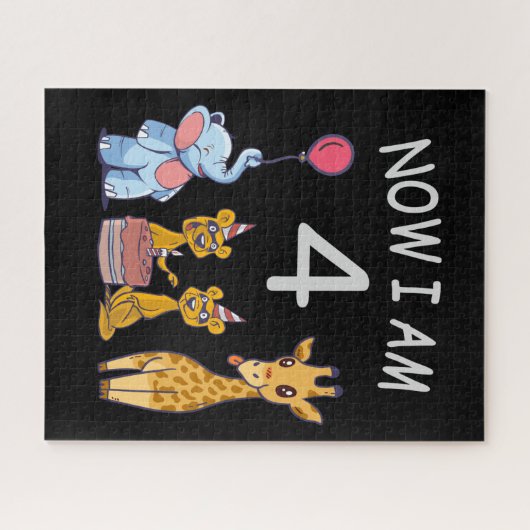 Nu ben ik vierjarige vierde verjaardag in de diere legpuzzel (Horizontaal)