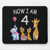 Nu ben ik vierjarige vierde verjaardag in de diere muismat (Voorkant)