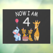 Nu ben ik vierjarige vierde verjaardag in de diere raamsticker (Vel 3)