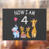 Nu ben ik vierjarige vierde verjaardag in de diere raamsticker (Vel 2)