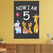 Nu ben ik vijf jaar oud, vijfde verjaardag in de d canvas afdruk (Insitu (Woonkamer))