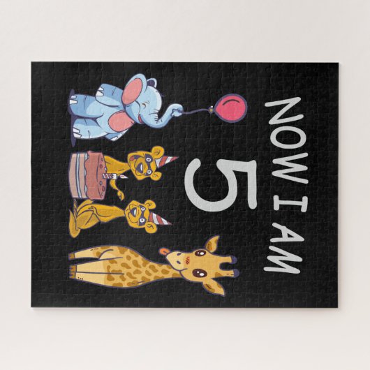 Nu ben ik vijf jaar oud, vijfde verjaardag in de d legpuzzel (Horizontaal)