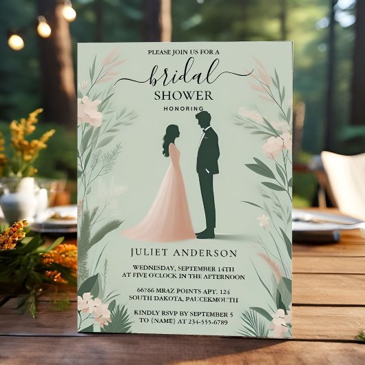 Nu Blush Peach Mint Moss Sage Groen Vrijgezellenfe Kaart