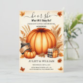 Nu Boerderij Roze Blauwe Herfst Meisje Pompoen Ges Kaart (Staand voorkant)