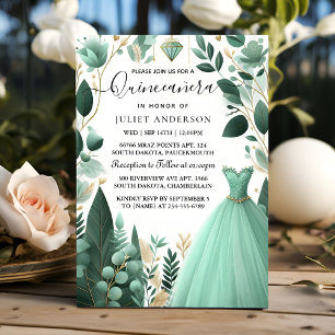 Nu Bomen Gouden Munt Glam Emerald Green Quinceaner Kaart