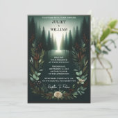 Nu Bos Natuur Tuin Plant Donkergroen Bruiloft Kaart (Staand voorkant)