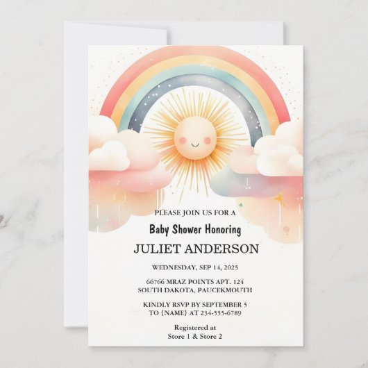 Nu Boy Pink Unique Sky Cloud Sunshine Baby shower Kaart (Voorkant)