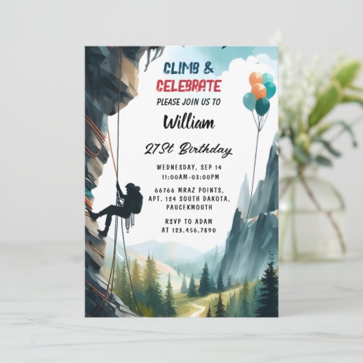 Nu Boy Tree Fun Cliff Rock klimmen 21e verjaardag Kaart (Staand voorkant)