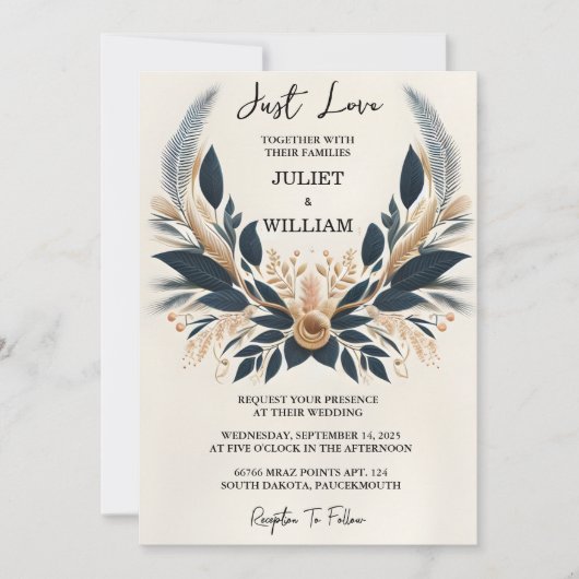 Nu Casual hart niets Fancy gewoon liefde bruiloft Kaart (Voorkant)