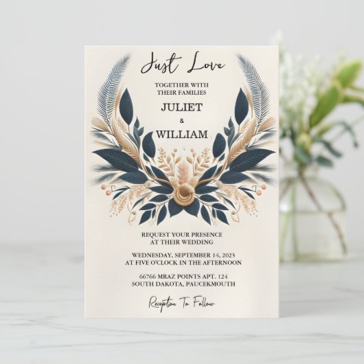 Nu Casual hart niets Fancy gewoon liefde bruiloft Kaart (Staand voorkant)