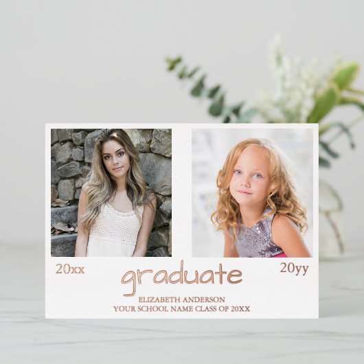 Nu en dan 2 Foto Afstudeerfeest Folie Uitnodiging (Staand Voorkant)