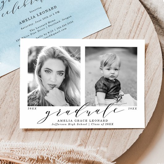 Nu en dan Blue 2 Foto Graduation Party Kaart