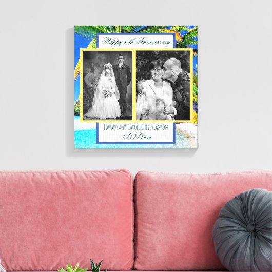 Nu en dan bruiloft foto Jubileum Canvas Afdruk (Insitu (Woonkamer))