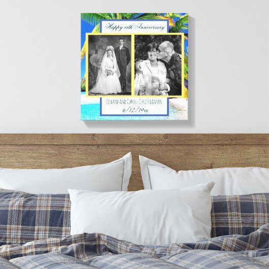 Nu en dan bruiloft foto Jubileum Canvas Afdruk (Insitu (Slaapkamer))