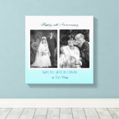 Nu en dan bruiloft foto Jubileum Canvas Afdruk (Insitu (Houten vloer))