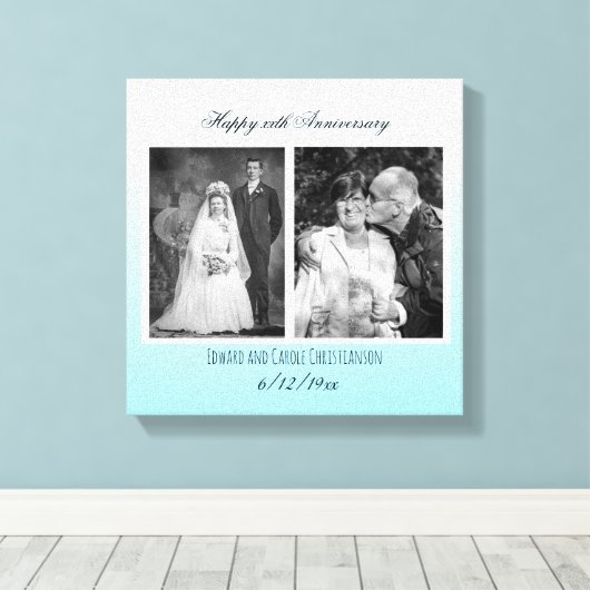 Nu en dan bruiloft foto Jubileum Canvas Afdruk (Insitu (Houten vloer))