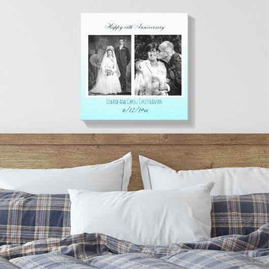 Nu en dan bruiloft foto Jubileum Canvas Afdruk (Insitu (Slaapkamer))