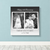 Nu en dan bruiloft foto Jubileum Canvas Afdruk (Insitu (Houten vloer))