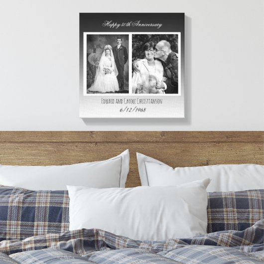 Nu en dan bruiloft foto Jubileum Canvas Afdruk (Insitu (Slaapkamer))