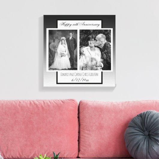 Nu en dan bruiloft foto Jubileum Canvas Afdruk (Insitu (Woonkamer))