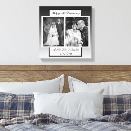 Nu en dan bruiloft foto Jubileum Canvas Afdruk (Insitu (Slaapkamer))