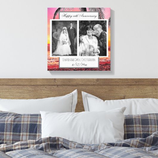 Nu en dan bruiloft foto Jubileum Canvas Afdruk (Insitu (Slaapkamer))