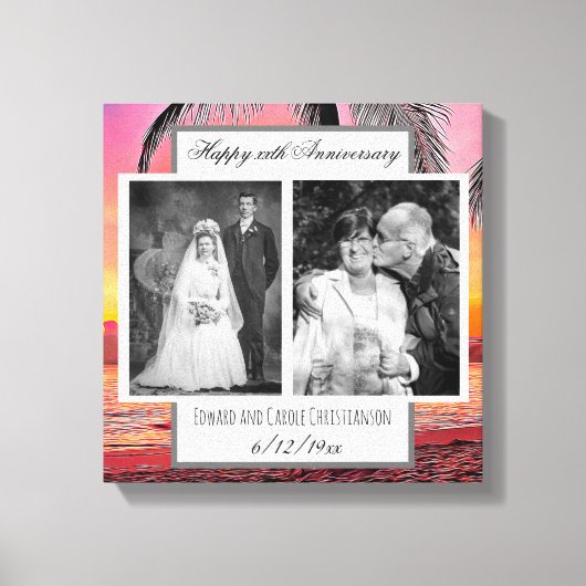 Nu en dan bruiloft foto Jubileum Canvas Afdruk (Voorkant)