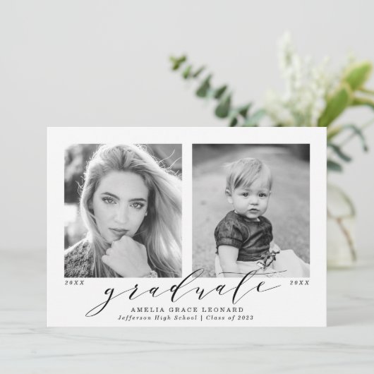 Nu en dan Mint Green Photo Afstuderen Aankondiging (Staand voorkant)