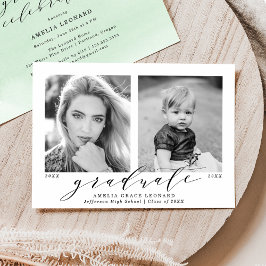 Nu en dan Mint Green Photo Graduation Party Kaart