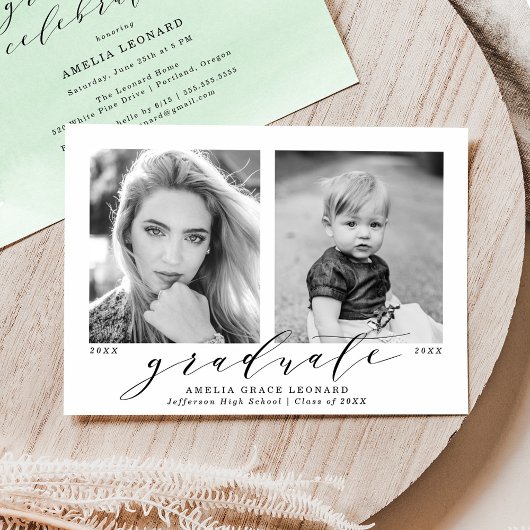 Nu en dan Mint Green Photo Graduation Party Kaart