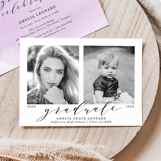 Nu en dan Paarse foto afstudeerfeest Kaart