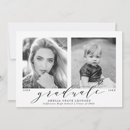 Nu en dan Pink Photo Afstuderen Aankondiging (Voorkant)