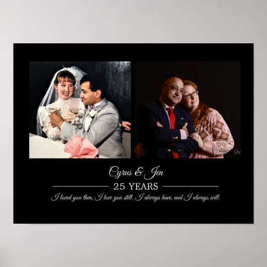 Nu en Toen Foto's Zilveren Tekst Jubileum Foto  Poster (Voorkant)