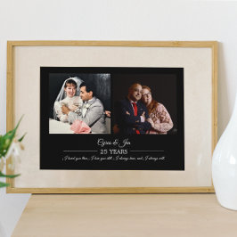 Nu en Toen Foto's Zilveren Tekst Jubileum Foto Poster