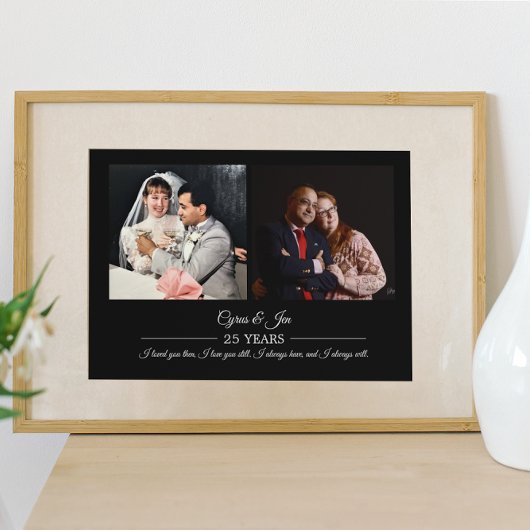 Nu en Toen Foto's Zilveren Tekst Jubileum Foto  Poster